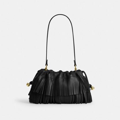 Coach Faye Shoulder Bag With Fringe Gold/Black