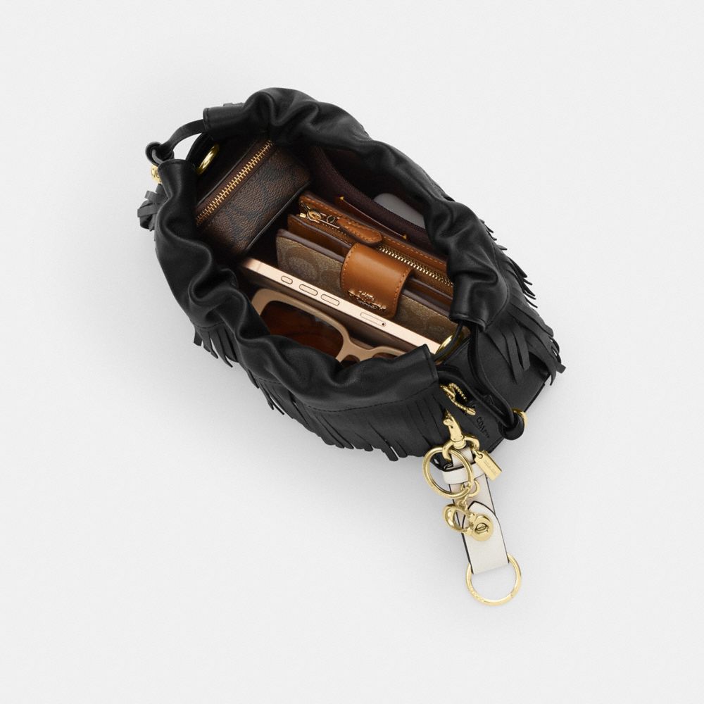 Coach Faye Shoulder Bag With Fringe Gold/Black