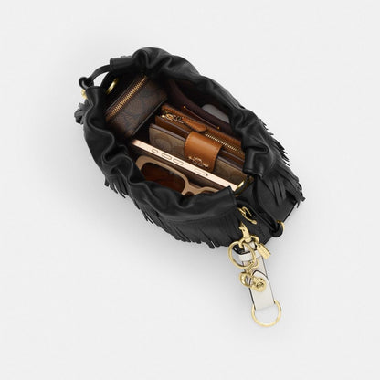 Coach Faye Shoulder Bag With Fringe Gold/Black