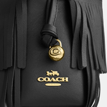 Coach Faye Shoulder Bag With Fringe Gold/Black