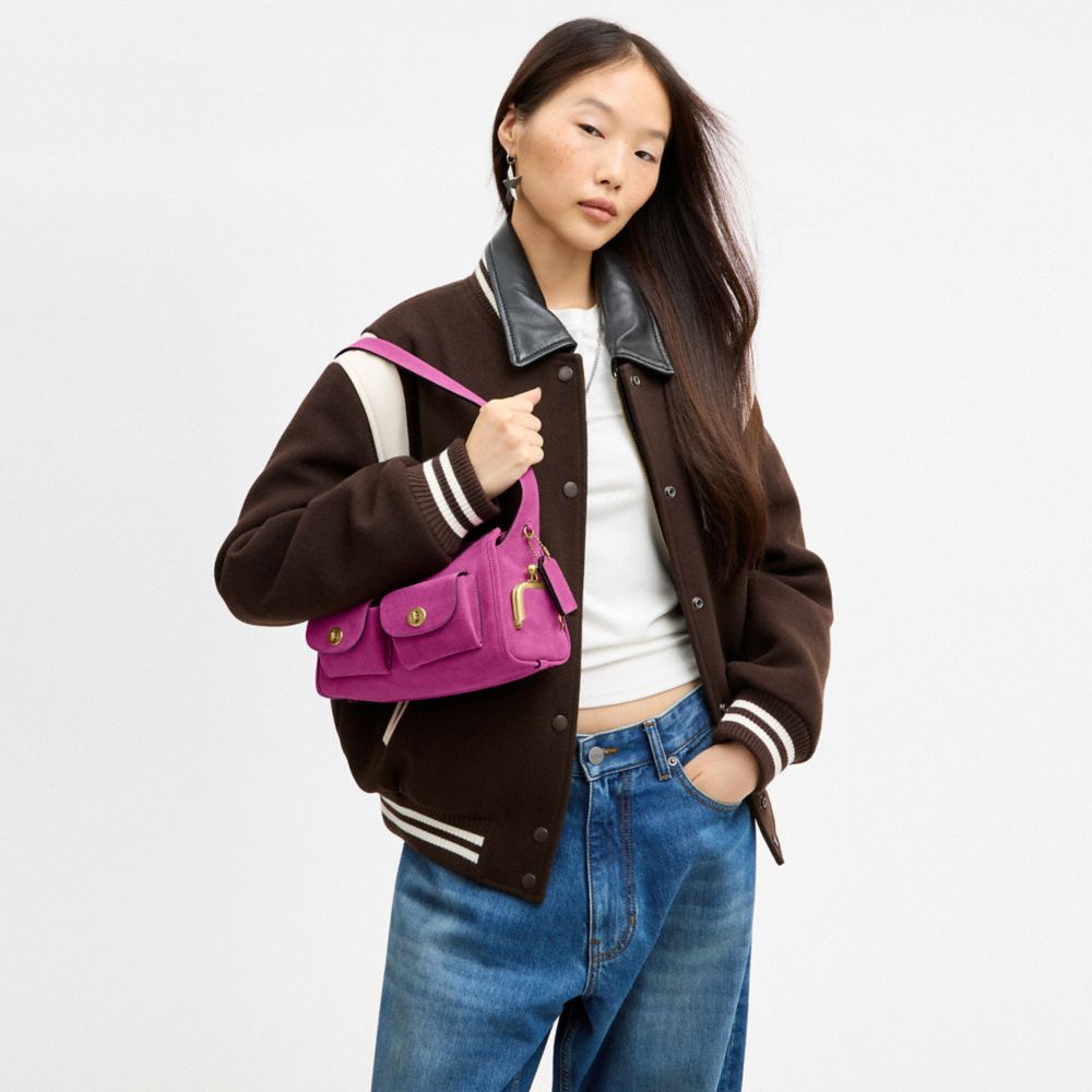 Coach Turnlock Haversack Bag 27 Brass/Magenta