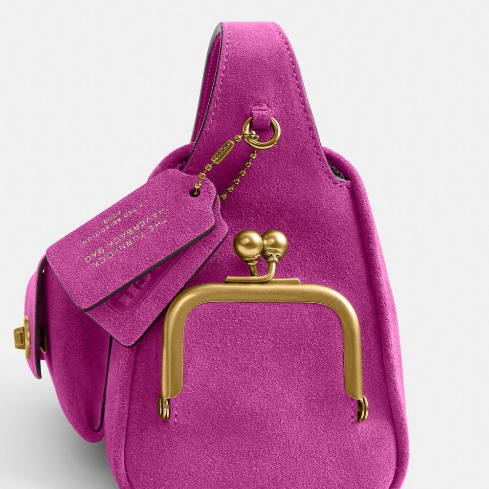 Coach Turnlock Haversack Bag 27 Brass/Magenta