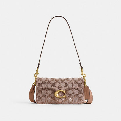 Coach Soft Tabby Shoulder Bag 20 In Crystal Signature Jacquard Brass/Mushroom