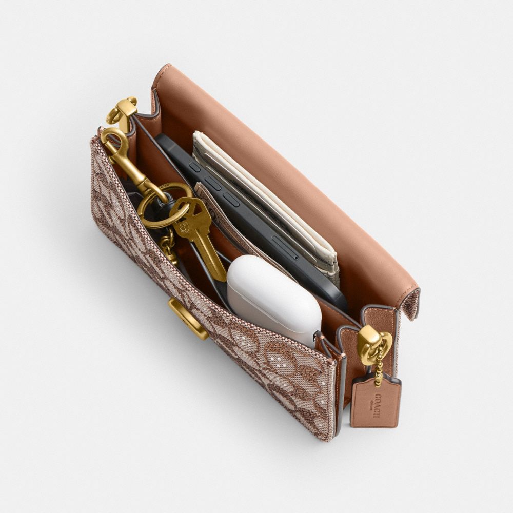 Coach Soft Tabby Shoulder Bag 20 In Crystal Signature Jacquard Brass/Mushroom