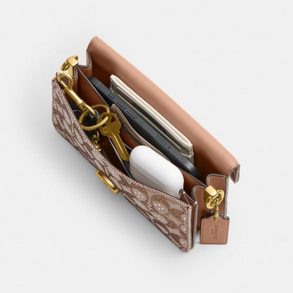Coach Soft Tabby Shoulder Bag 20 In Crystal Signature Jacquard Brass/Mushroom