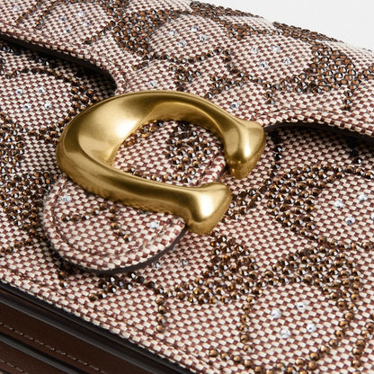Coach Soft Tabby Shoulder Bag 20 In Crystal Signature Jacquard Brass/Mushroom