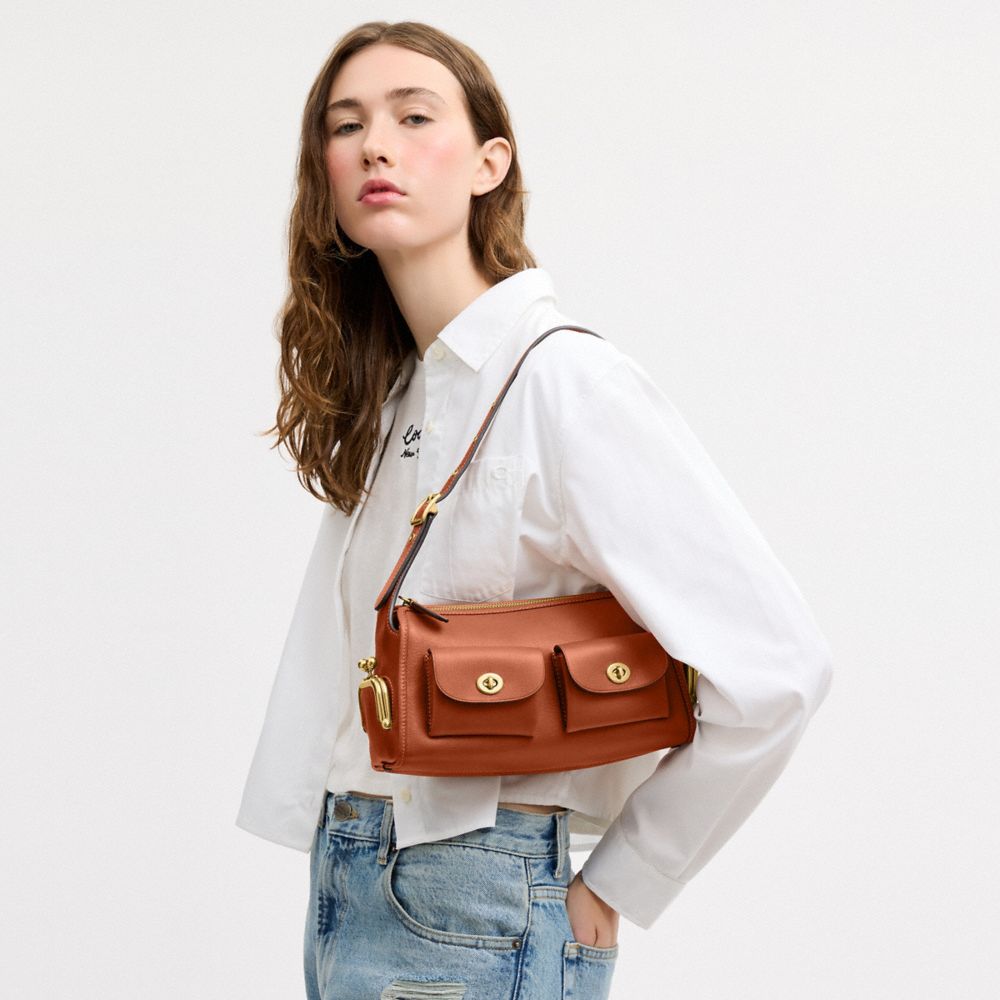 Coach Turnlock Haversack Bag 27 Brass/Amber Brown