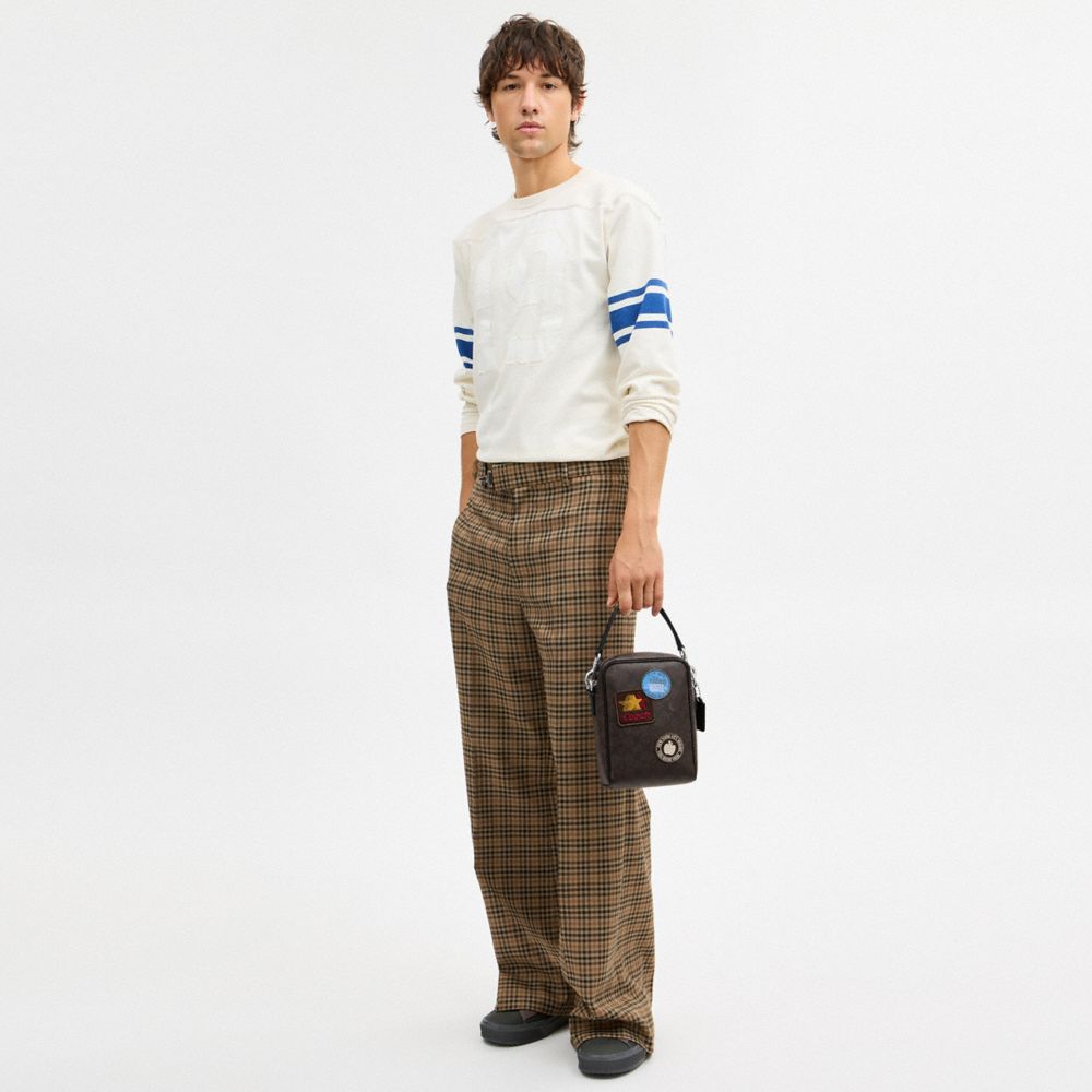 Coach Tristan Crossbody Bag 14 In Signature Canvas With Patches Sv/Walnut/Black