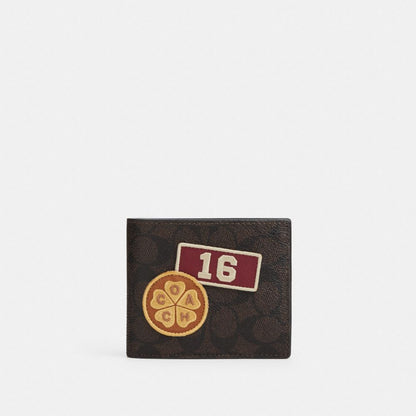 Coach 3-In-1 Wallet In Signature Canvas With Patches Sv/Walnut/Black
