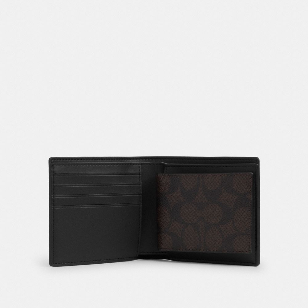 Coach 3-In-1 Wallet In Signature Canvas With Patches Sv/Walnut/Black