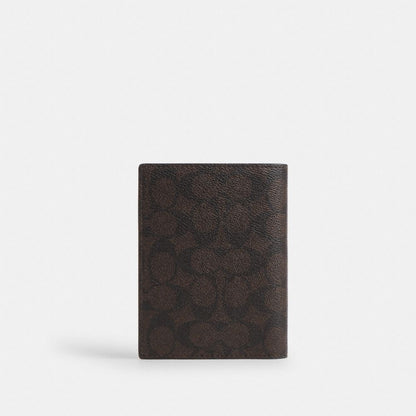 Coach Passport Card Case In Signature Canvas With Patches Sv/Walnut/Black