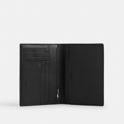 Coach Passport Card Case In Signature Canvas With Patches Sv/Walnut/Black
