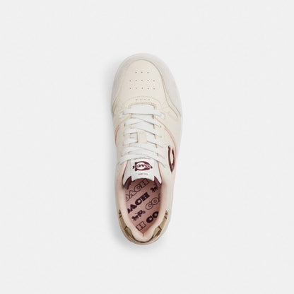 Women's Coach Soho Sneaker With Signature Jacquard Chalk Dark Cherry