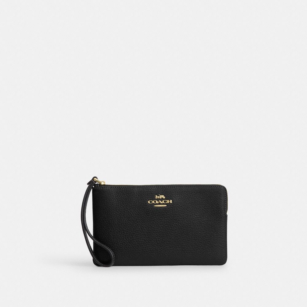 Coach Large Corner Zip Wristlet Gold/Black