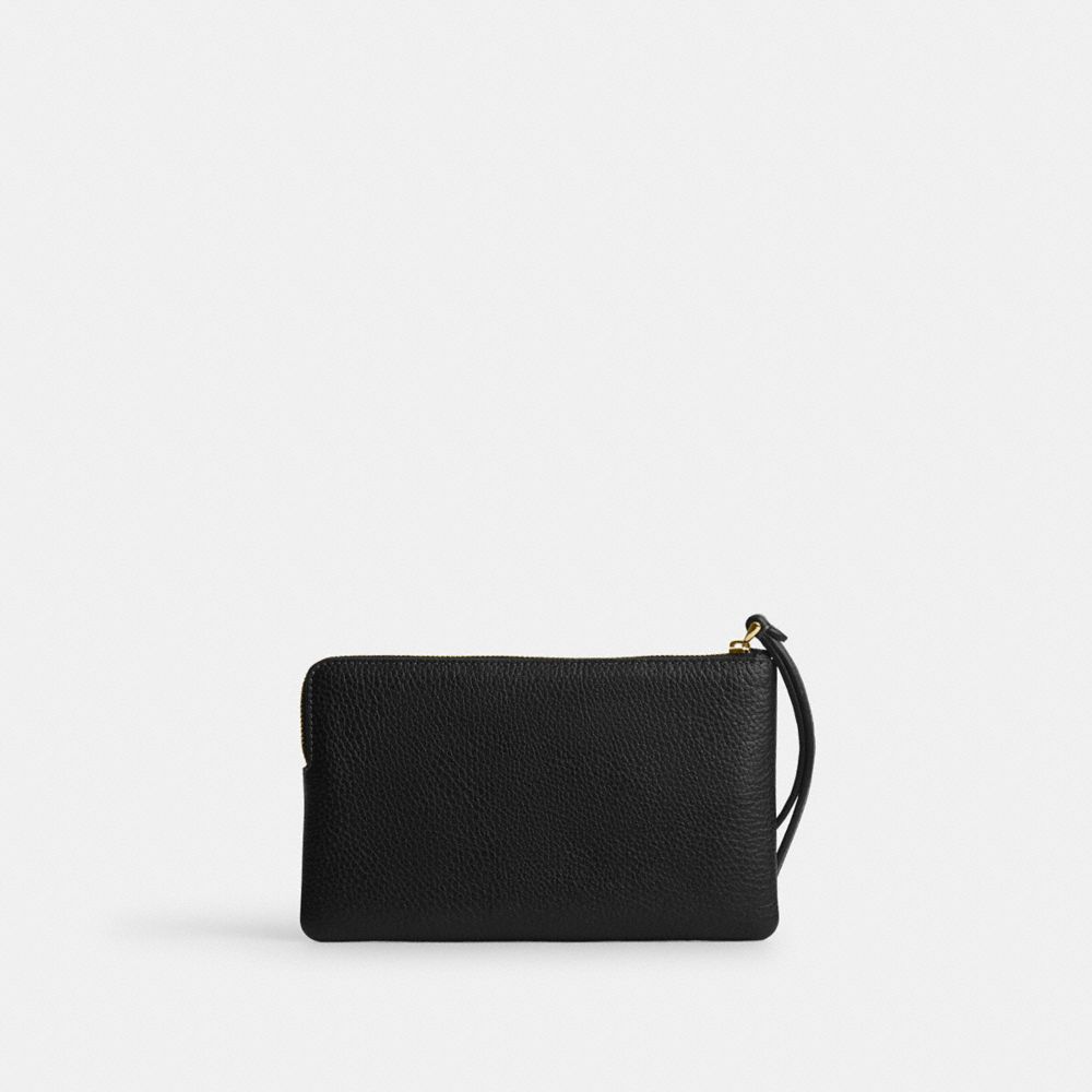 Coach Large Corner Zip Wristlet Gold/Black