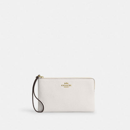 Coach Large Corner Zip Wristlet Gold/Chalk