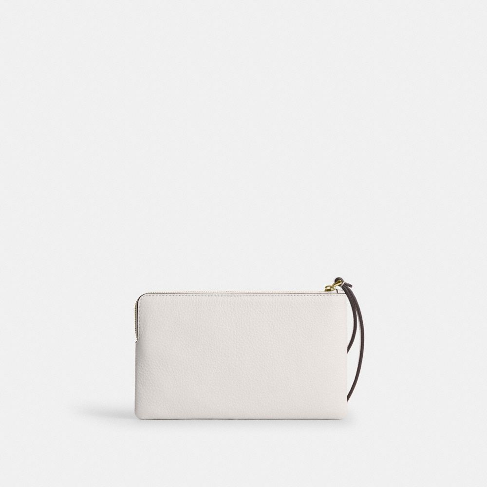 Coach Large Corner Zip Wristlet Gold/Chalk