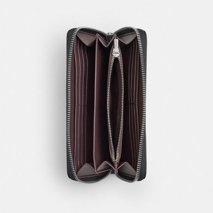 Coach Long Zip Around Wallet Silver/Black