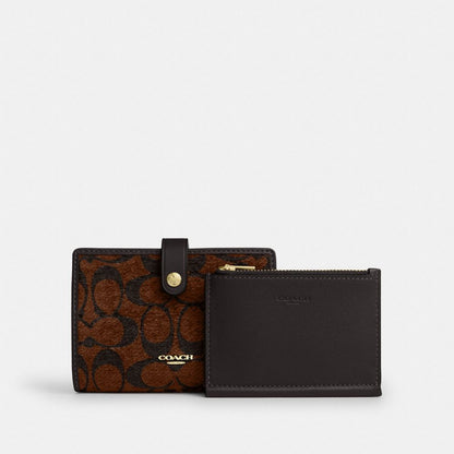 Coach 2-In-1 Wallet In Signature Chenille Gold/Truffle