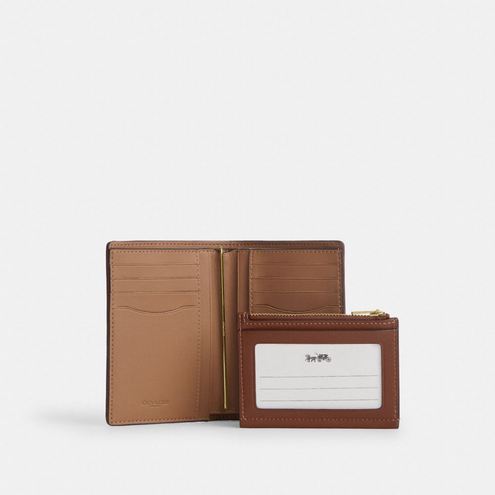 Coach 2-In-1 Wallet In Signature Chenille Gold/Light Khaki/Vintage Brown