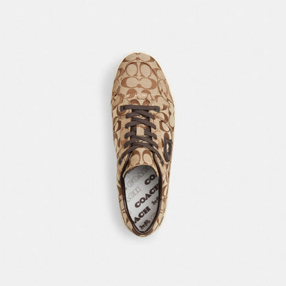 Men's Coach Soft Soho Sneaker In Signature Sateen Jacquard Tan Dark Chocolate