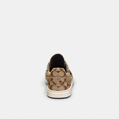 Men's Coach Soft Soho Sneaker In Signature Sateen Jacquard Tan Dark Chocolate