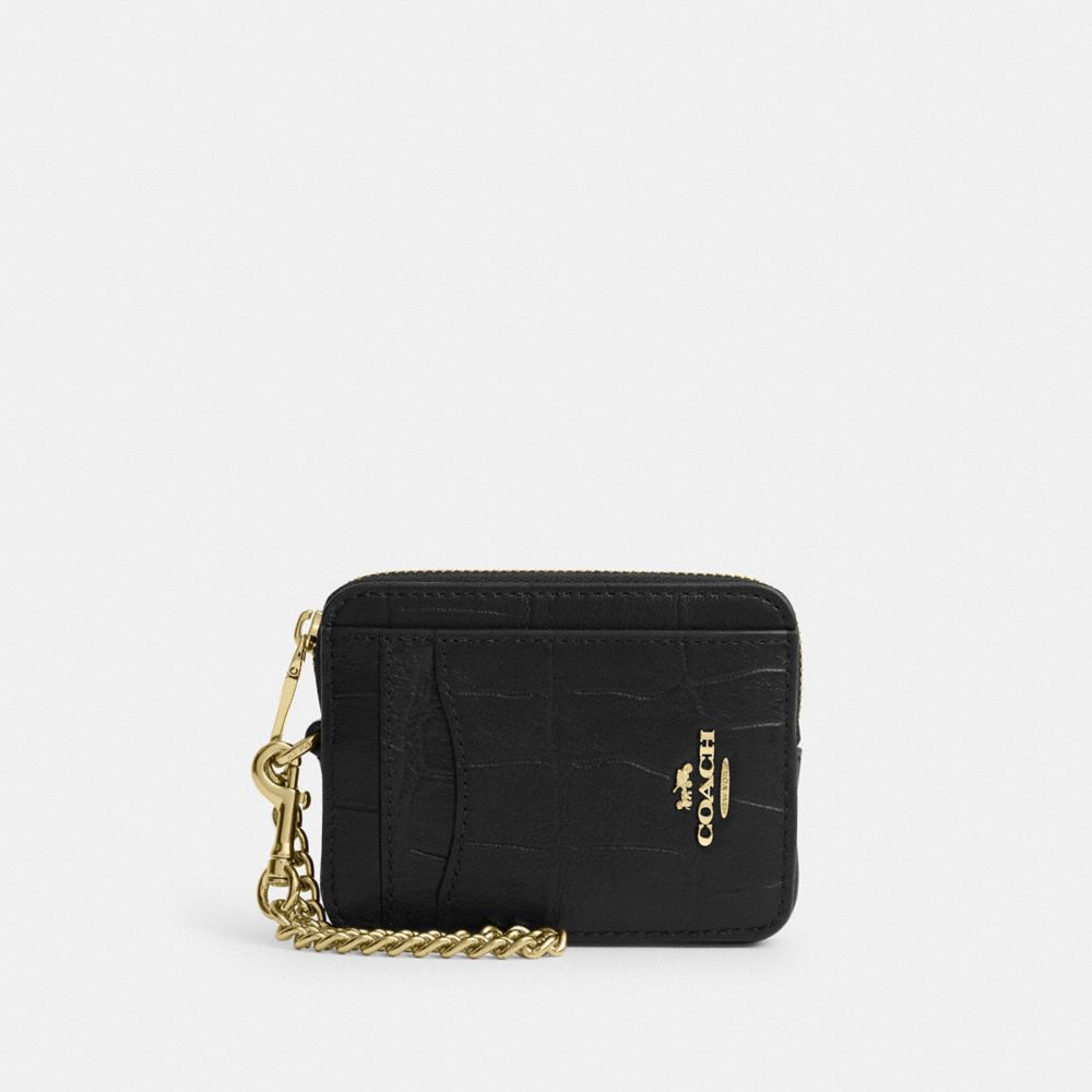 Coach Zip Card Case Gold/Black