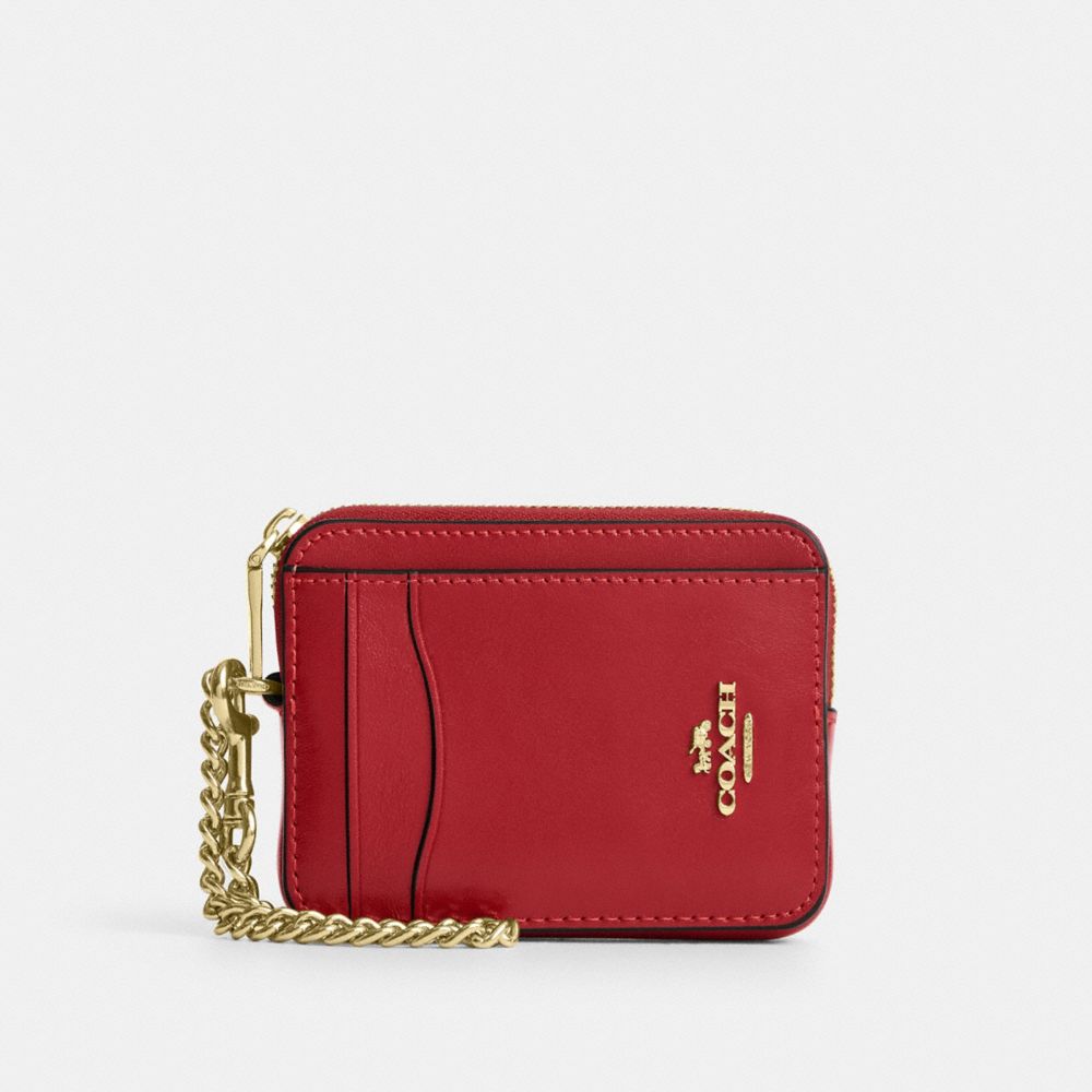 Coach Zip Card Case Gold/Poppy