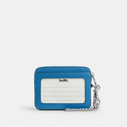 Coach Zip Card Case Silver/Blue Jay