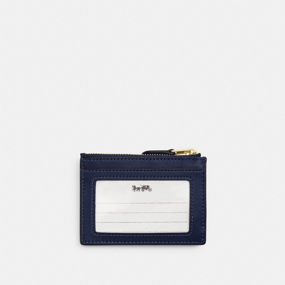 Coach Mini Skinny ID Case In Signature Chenille Gold/Navy