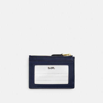 Coach Mini Skinny ID Case In Signature Chenille Gold/Navy