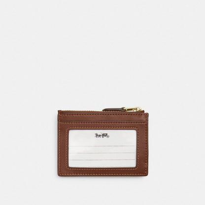 Coach Mini Skinny ID Case In Signature Chenille Gold/Light Khaki/Vintage Brown