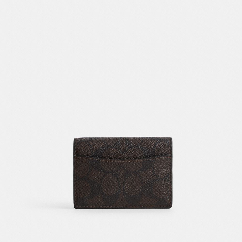 Coach Card Case With Charms In Signature Canvas Gold/Walnut/Black