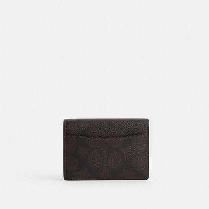 Coach Card Case With Charms In Signature Canvas Gold/Walnut/Black
