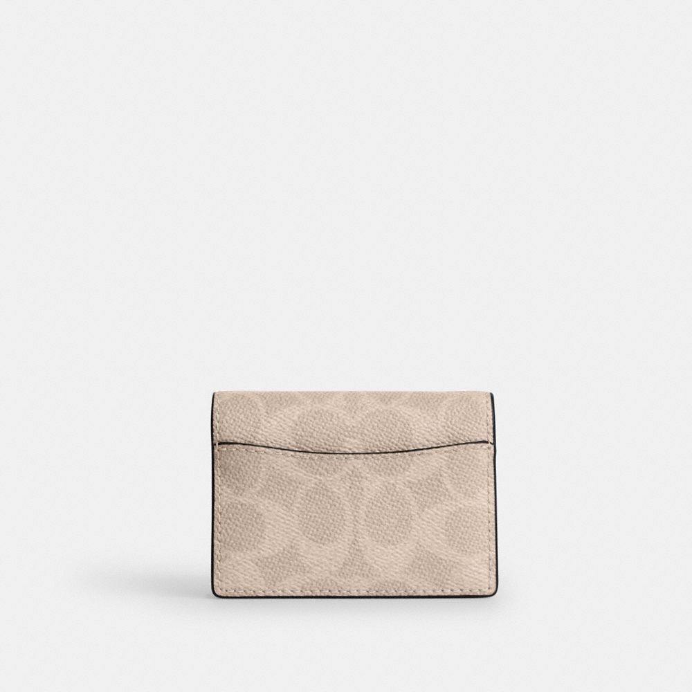 Coach Card Case With Charms In Signature Canvas Silver/Sand/Taupe