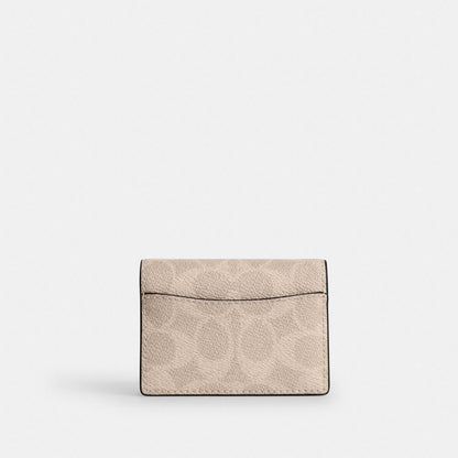 Coach Card Case With Charms In Signature Canvas Silver/Sand/Taupe