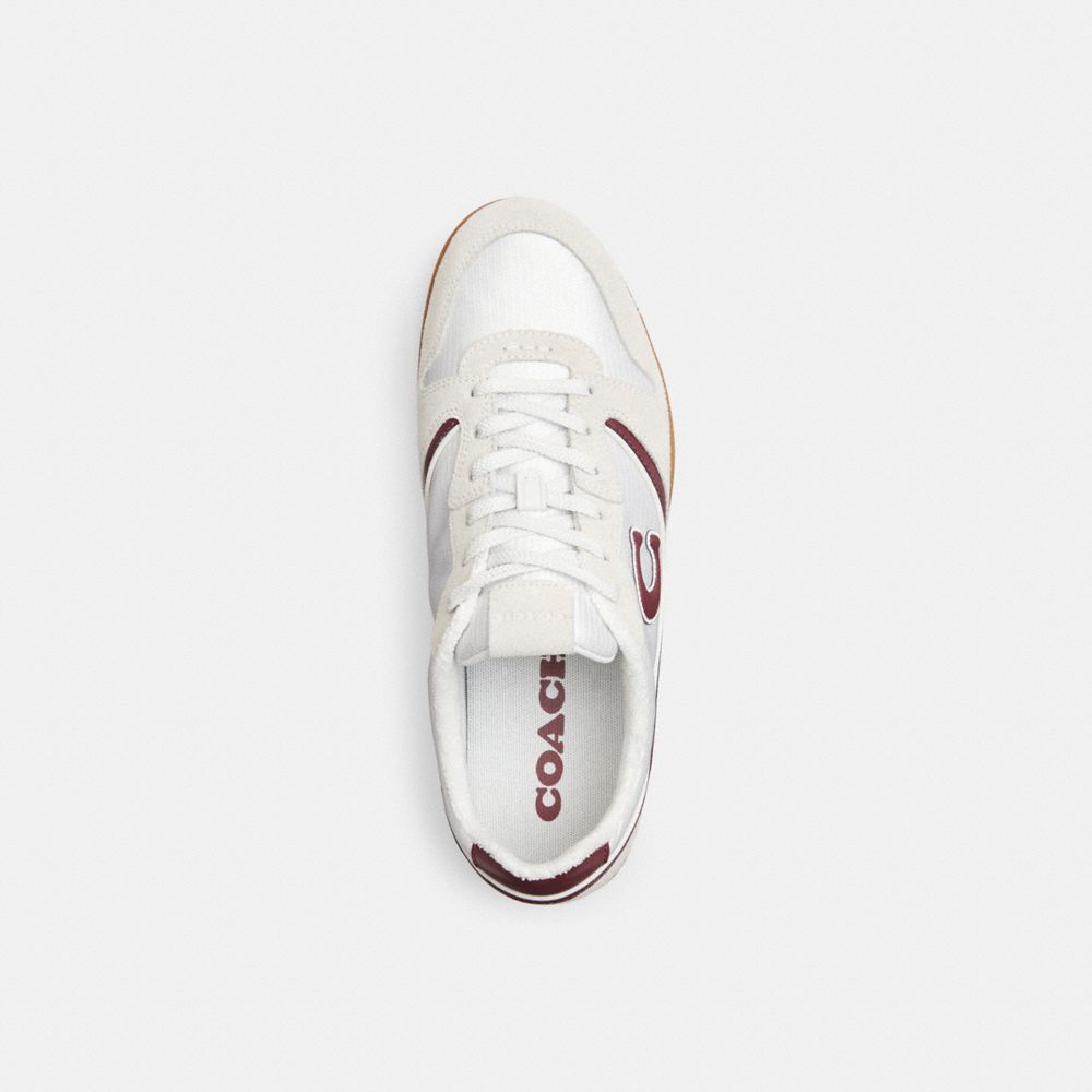 Men's Coach Track Sneaker White Dark Cherry
