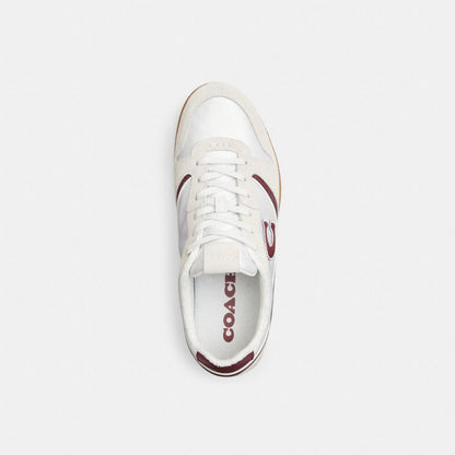 Men's Coach Track Sneaker White Dark Cherry