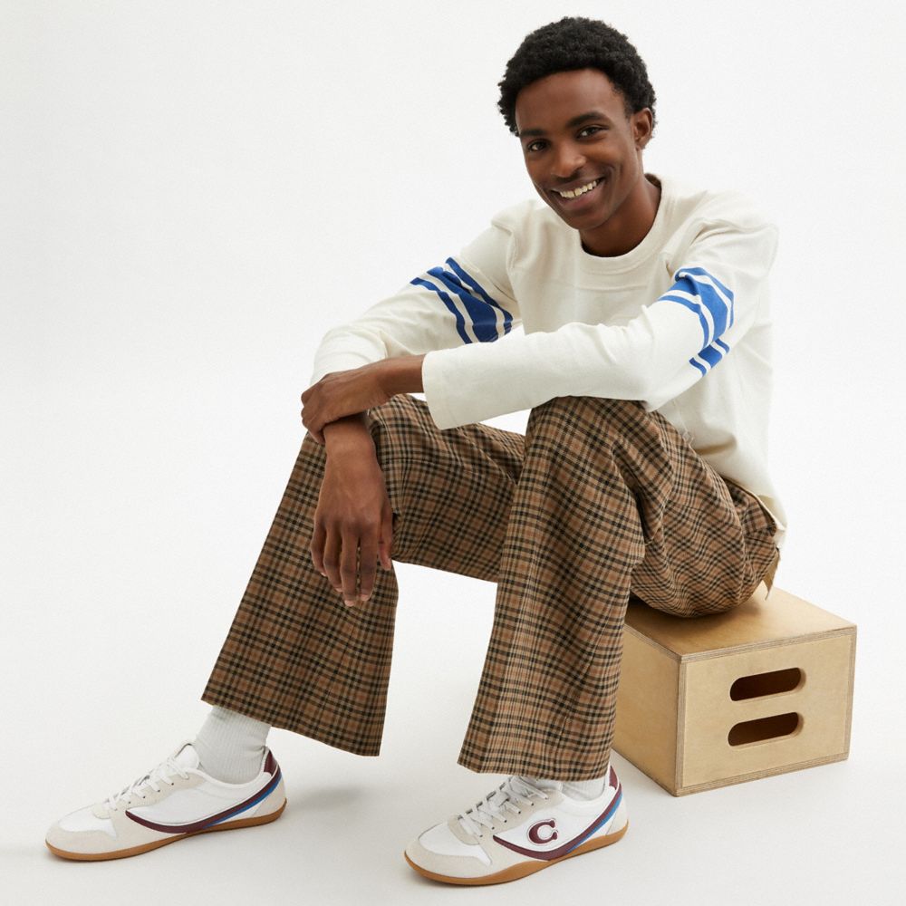 Men's Coach Track Sneaker White Dark Cherry