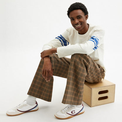 Men's Coach Track Sneaker White Dark Cherry