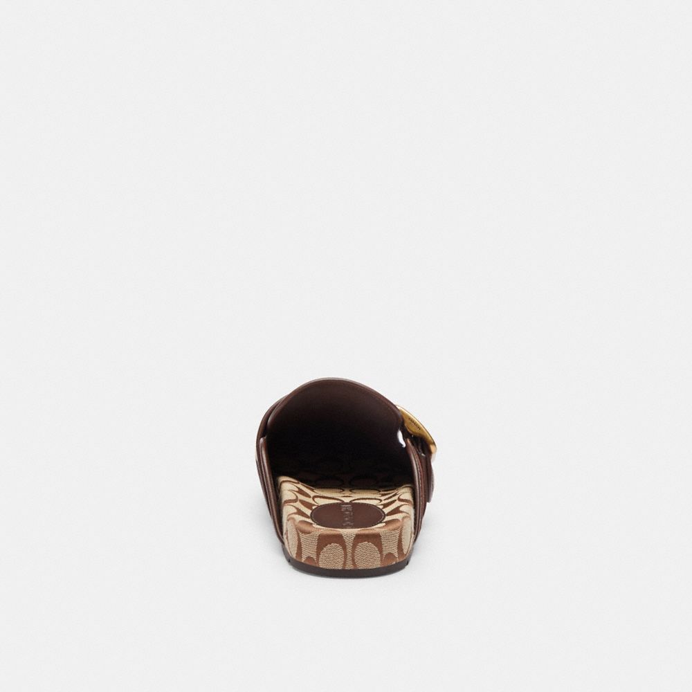 Women's Coach Archival Buckle Clog With Signature Jacquard Chocolate Brown