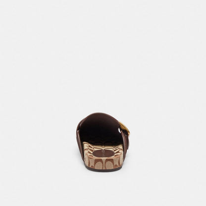 Women's Coach Archival Buckle Clog With Signature Jacquard Chocolate Brown