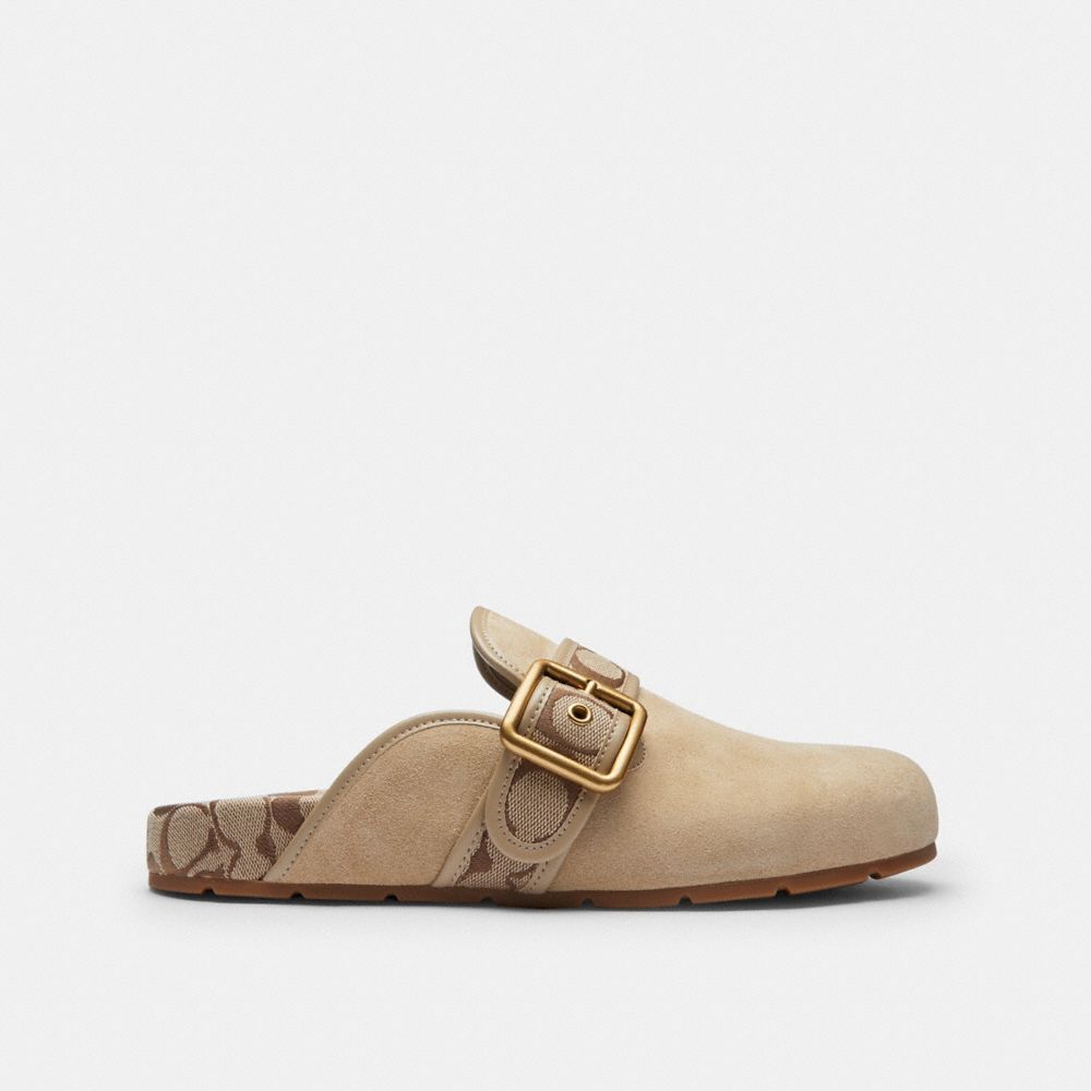 Women's Coach Archival Buckle Clog With Signature Jacquard Oat