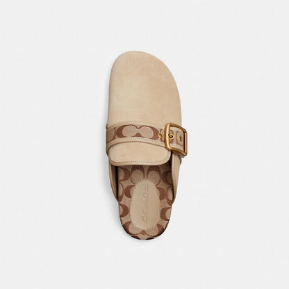 Women's Coach Archival Buckle Clog With Signature Jacquard Oat