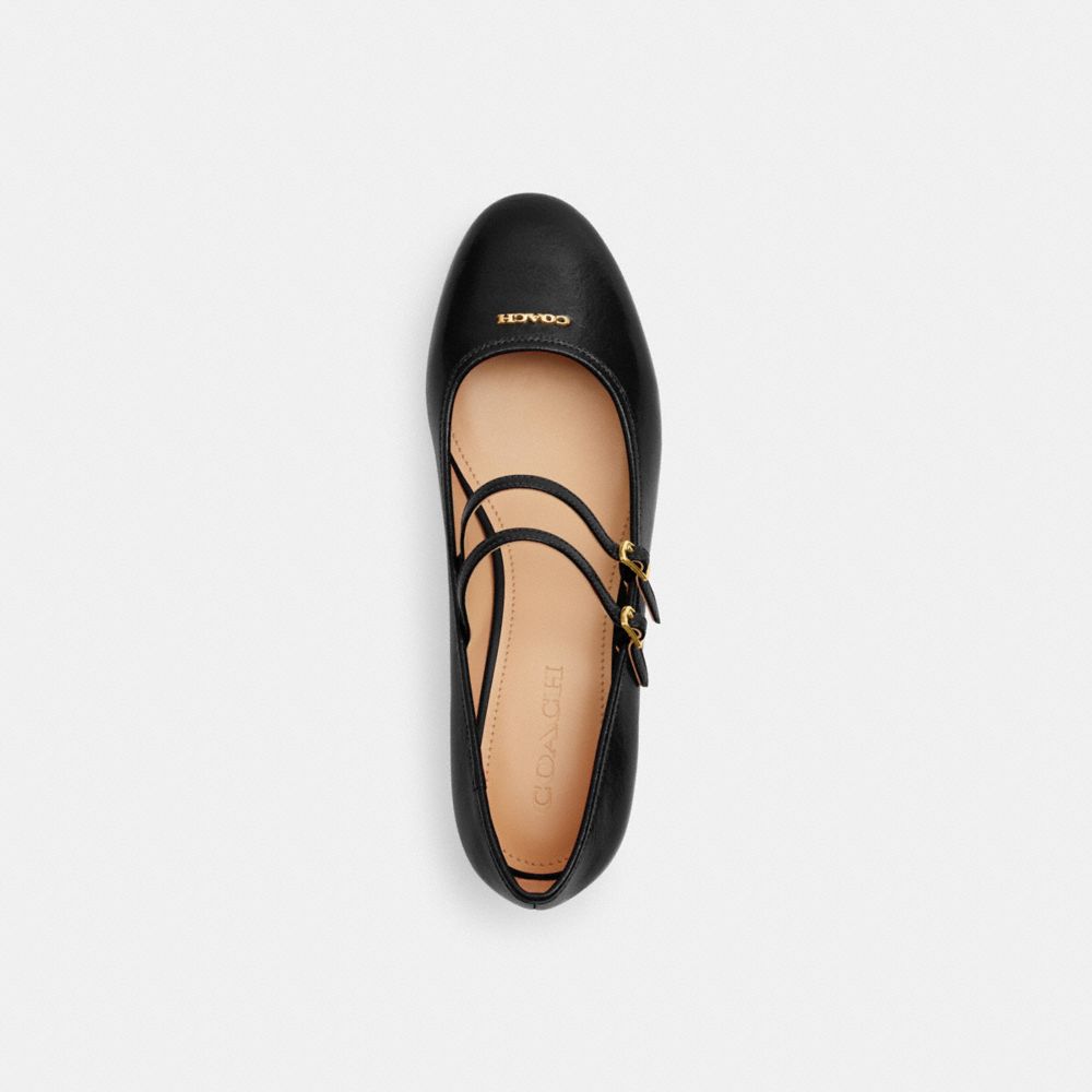 Women's Coach Double Buckle Block Heel Mary Jane Black