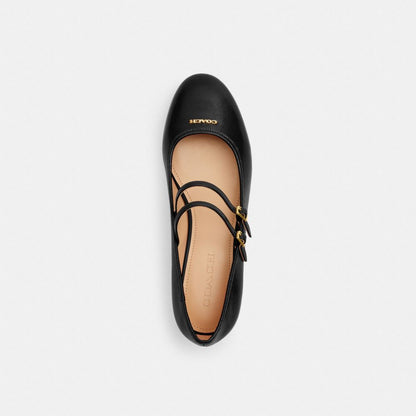 Women's Coach Double Buckle Block Heel Mary Jane Black
