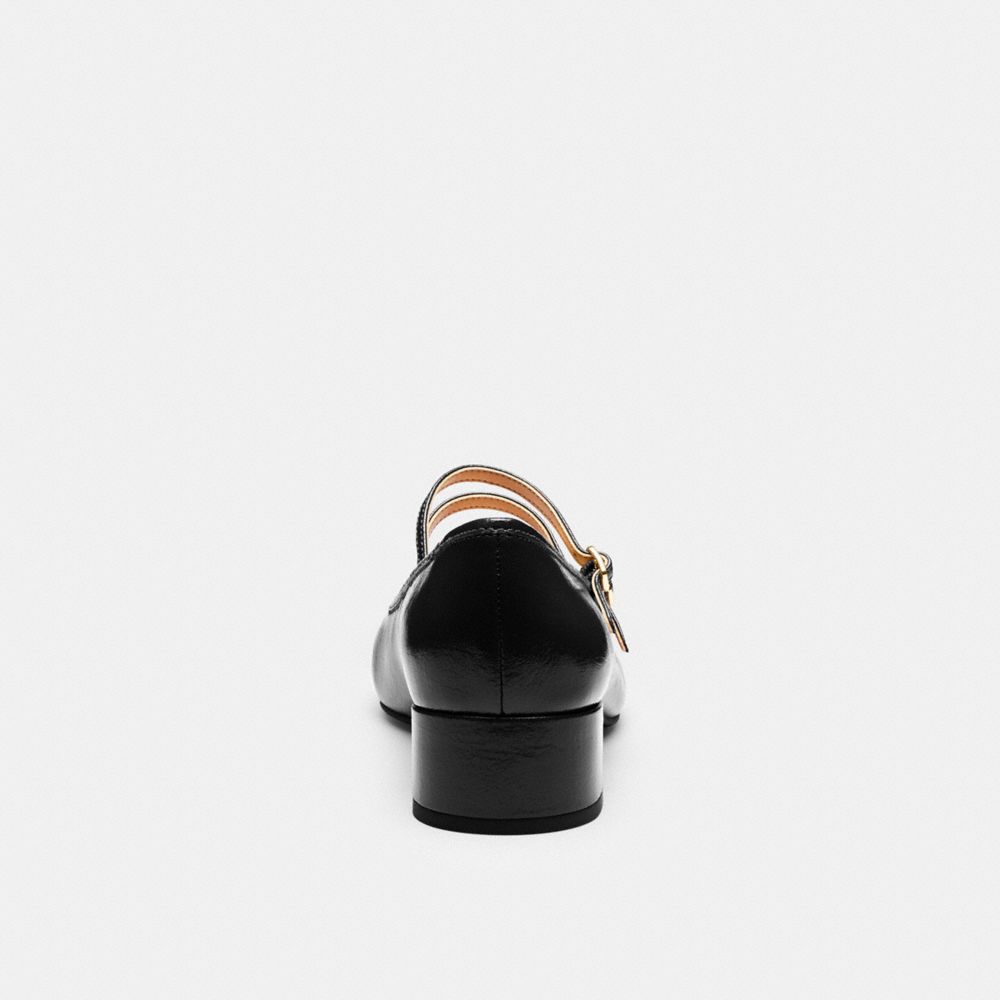 Women's Coach Double Buckle Block Heel Mary Jane Black