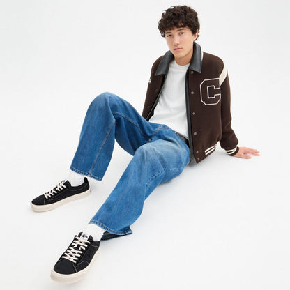 Men's Coach Skate Sneaker In Signature Jacquard Black Chalk