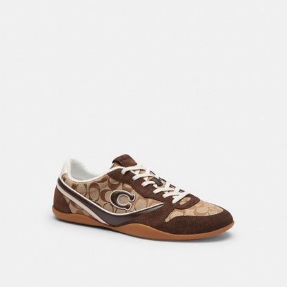 Men's Coach Track Sneaker In Signature Jacquard Tan Dark Chocolate
