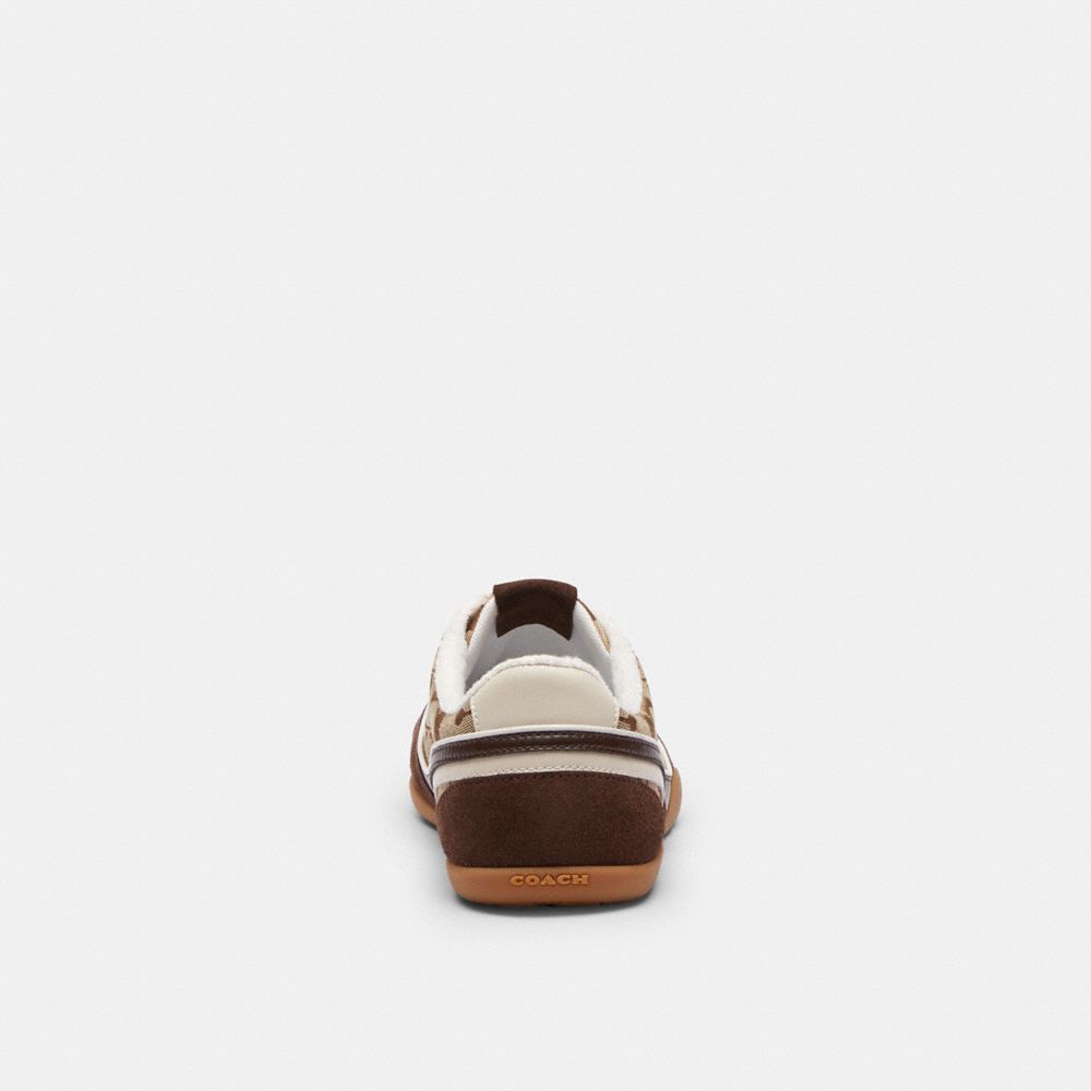 Men's Coach Track Sneaker In Signature Jacquard Tan Dark Chocolate